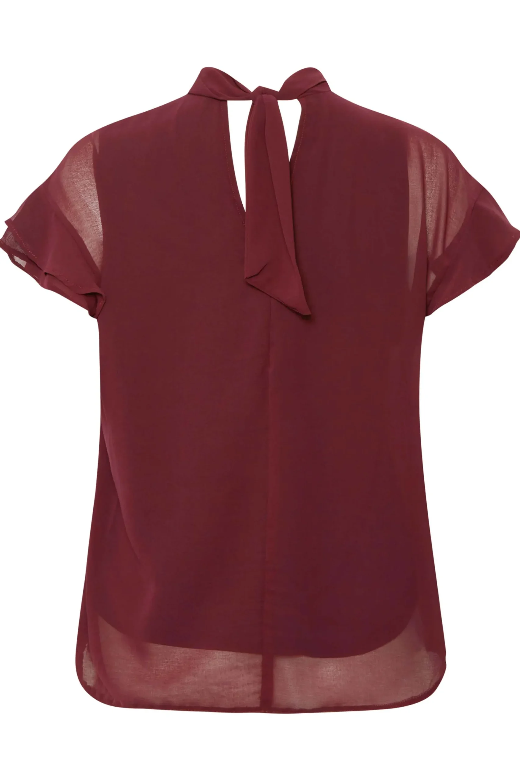 M&Co Womens Burgundy Red High Neck Frill Sleeve Blouse>Women Short Sleeve Tops