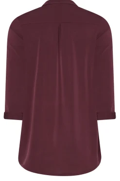 M&Co Womens Burgundy Red Half Placket Blouse><noscript><img width=