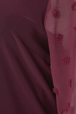 M&Co Womens Burgundy Red Dobby Sleeve Blouse><noscript><img width=