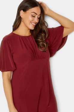 M&Co Womens Burgundy Red Angel Sleeve Split Hem Midi Dress><noscript><img width=