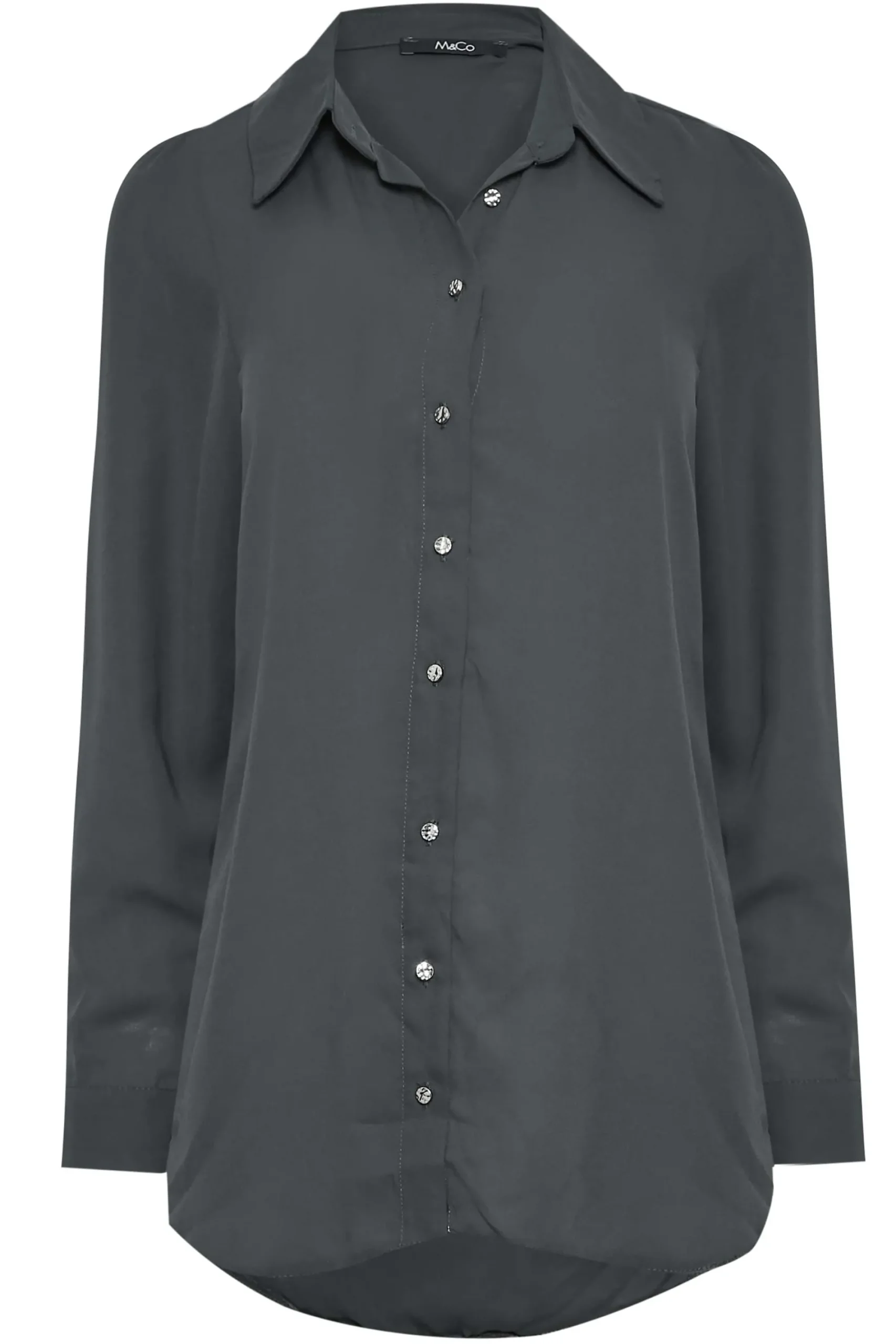 M&Co Womens Charcoal Grey Tie Back Tunic Shirt>Women Shirts