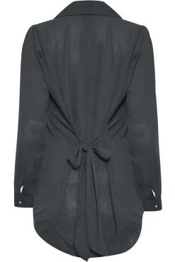M&Co Womens Charcoal Grey Tie Back Tunic Shirt><noscript><img width=