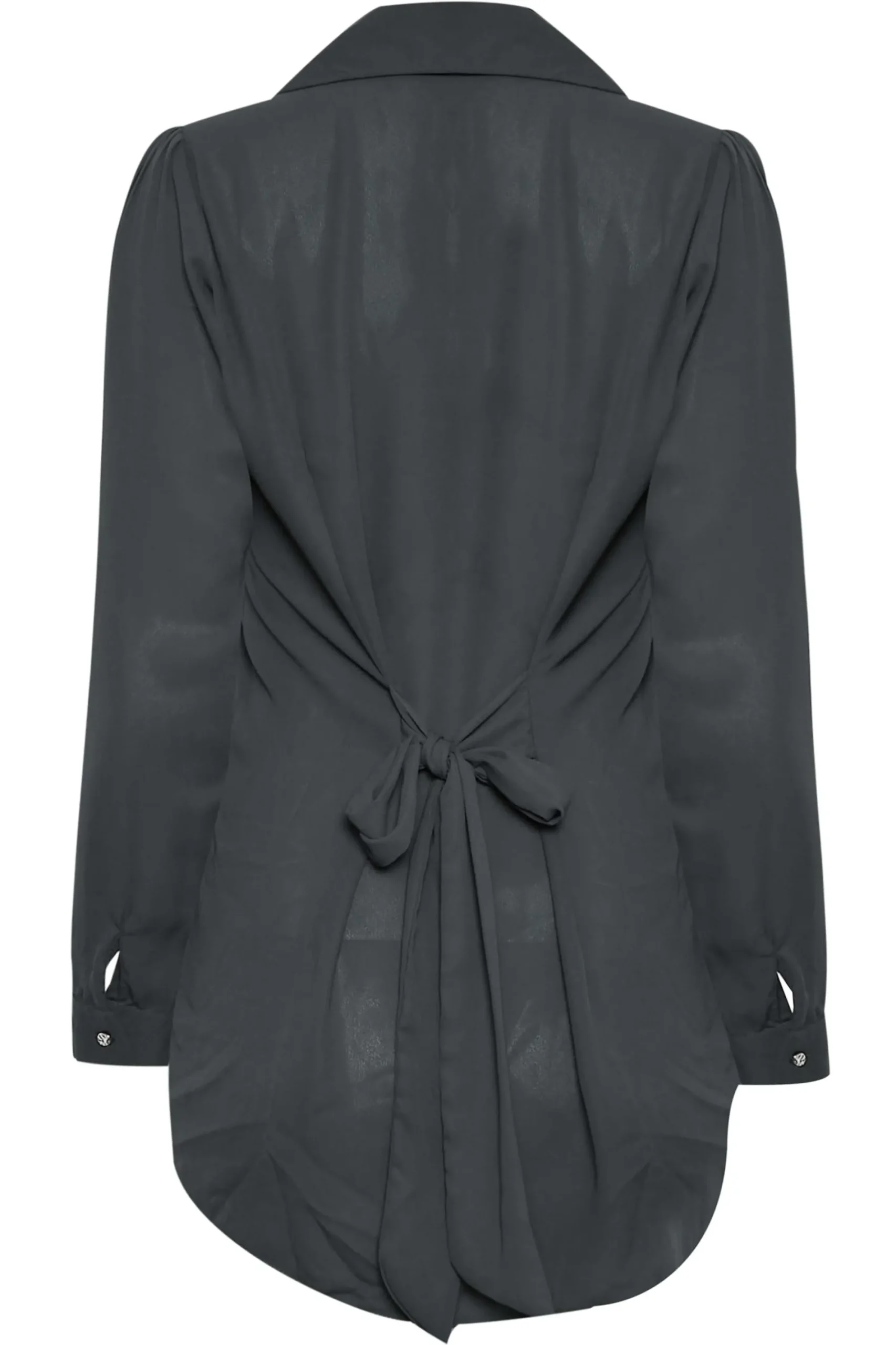 M&Co Womens Charcoal Grey Tie Back Tunic Shirt>Women Shirts
