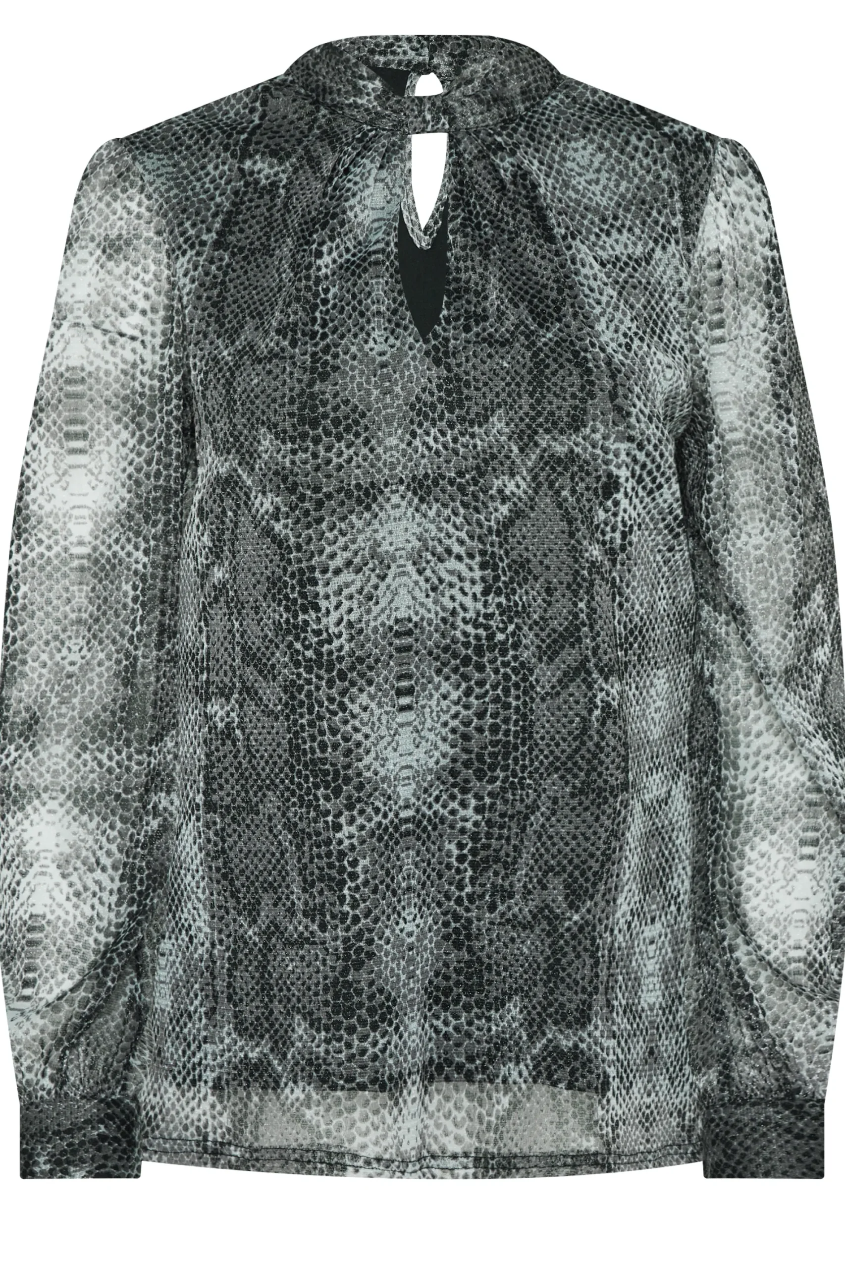 M&Co Womens Charcoal Grey Snake Print Keyhole Blouse>Women Blouses