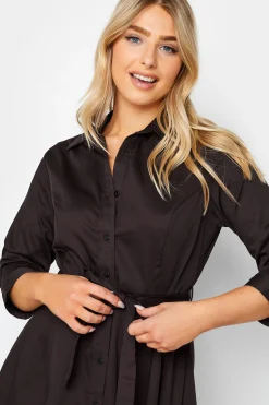 M&Co Womens Chocolate Brown Tie Waist Shirt Dress><noscript><img width=