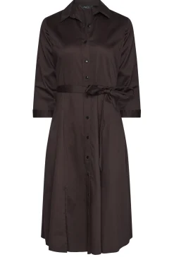 M&Co Womens Chocolate Brown Tie Waist Shirt Dress><noscript><img width=