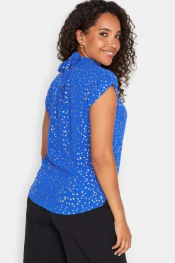 M&Co Womens Cobalt Blue Spot Print Blouse><noscript><img width=