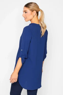 M&Co Womens Cobalt Blue Long Sleeve Button Blouse><noscript><img width=