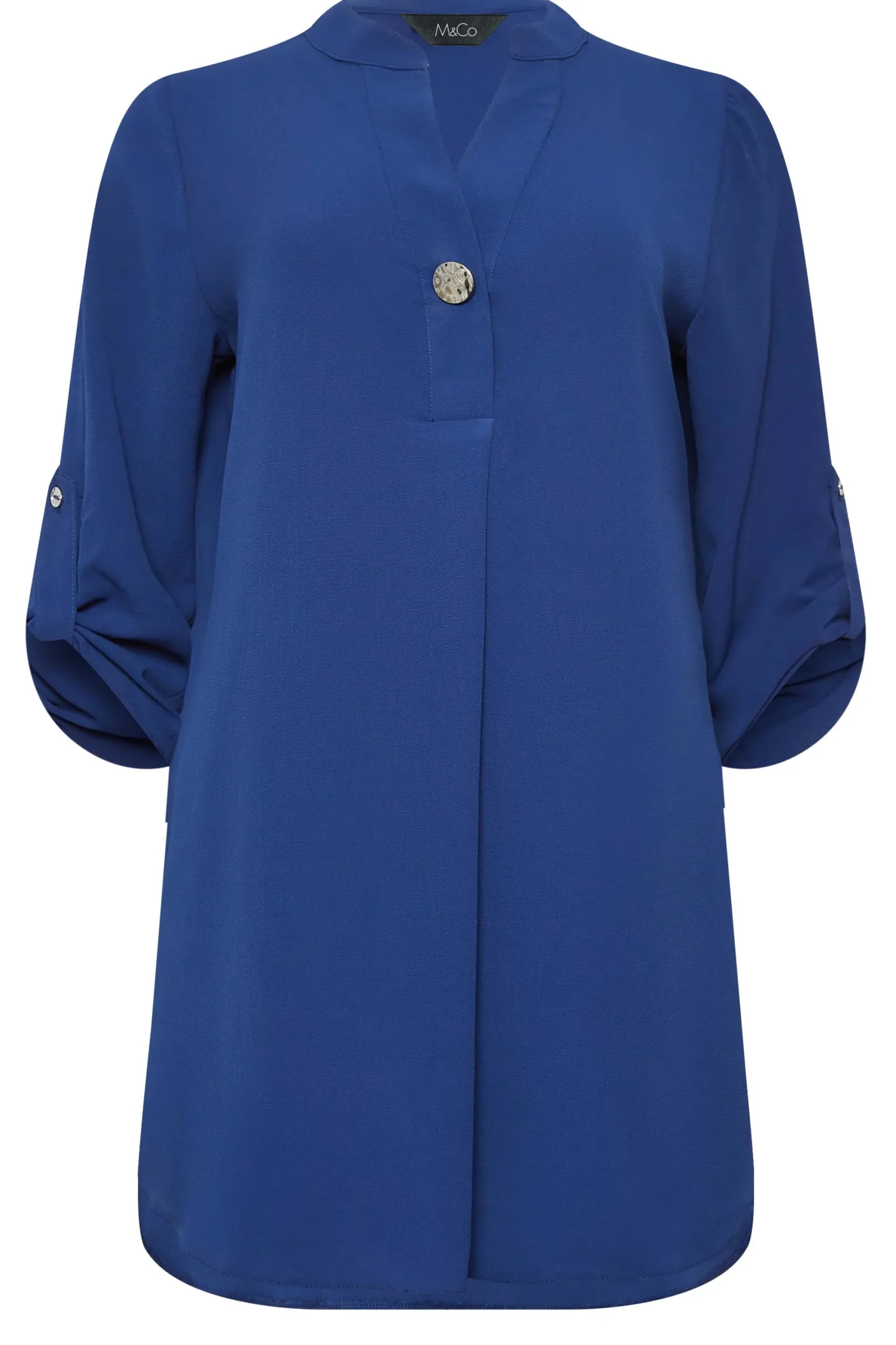 M&Co Womens Cobalt Blue Long Sleeve Button Blouse>Women Shirts
