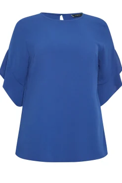 M&Co Womens Cobalt Blue Frill Sleeve Blouse><noscript><img width=