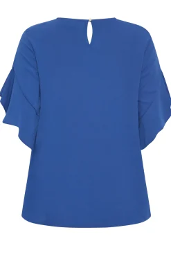 M&Co Womens Cobalt Blue Frill Sleeve Blouse><noscript><img width=