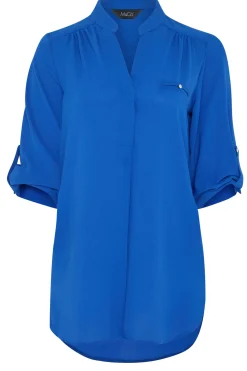 M&Co Womens Cobalt Blue Tab Sleeve Blouse><noscript><img width=