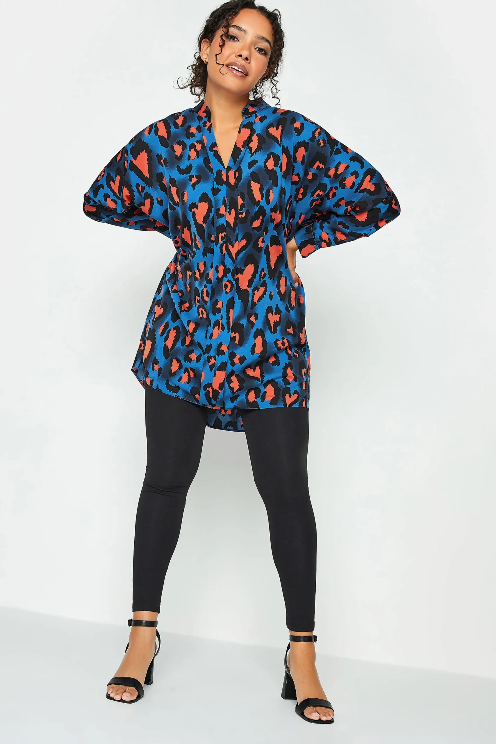 M&Co Womens Cobalt Blue Leopard Print Blouse>Women Shirts