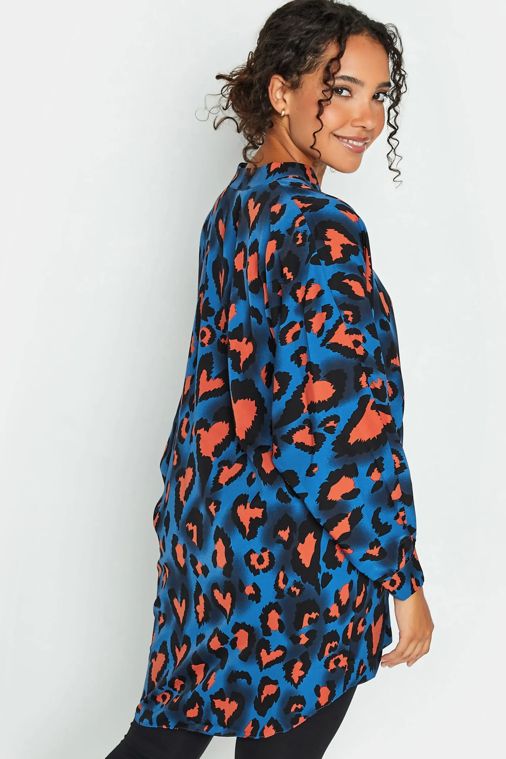 M&Co Womens Cobalt Blue Leopard Print Blouse>Women Shirts