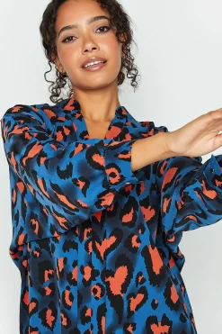 M&Co Womens Cobalt Blue Leopard Print Blouse><noscript><img width=