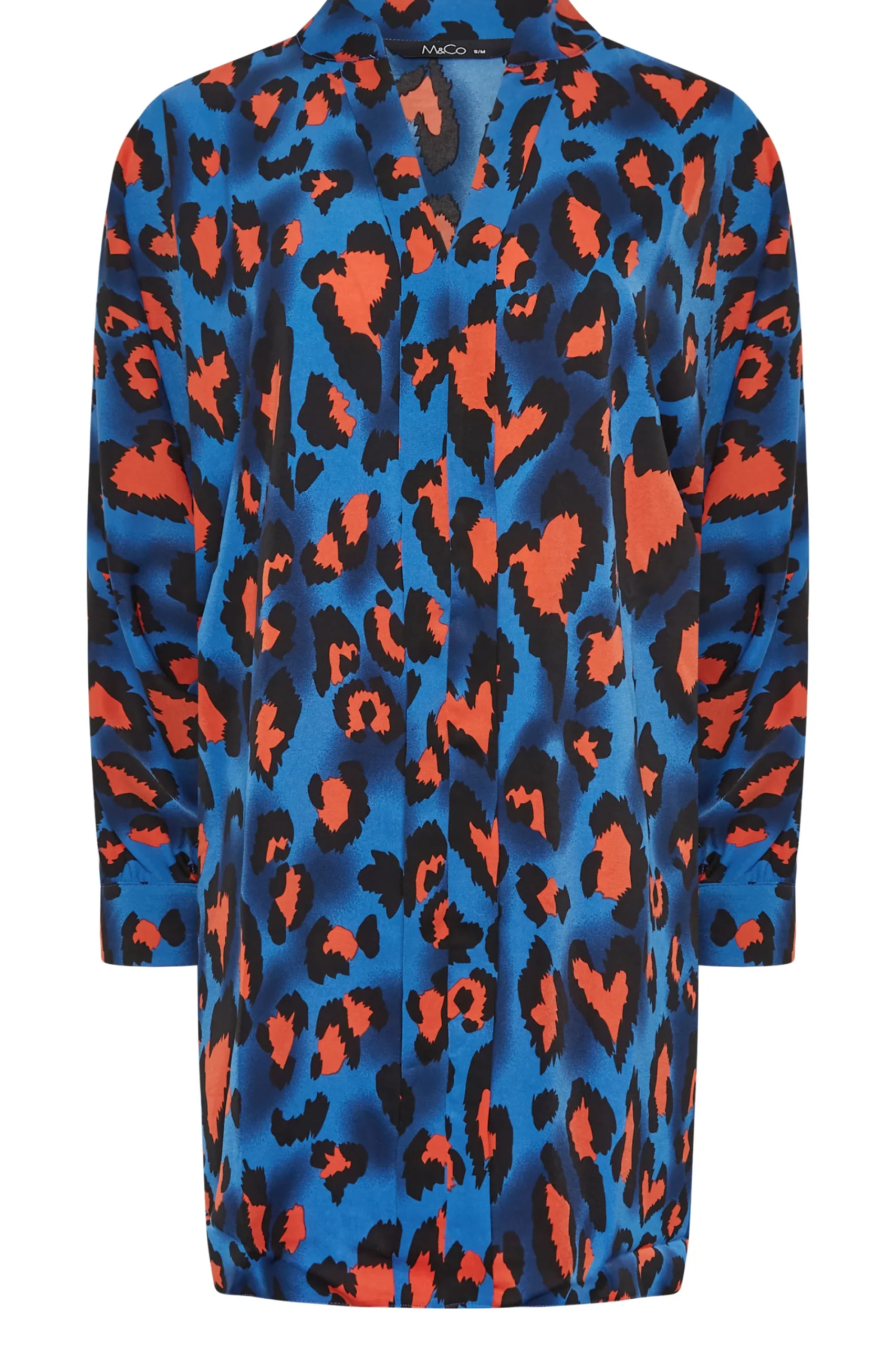 M&Co Womens Cobalt Blue Leopard Print Blouse>Women Shirts