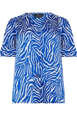 M&Co Womens Cobalt Blue Zebra Print Shirt><noscript><img width=
