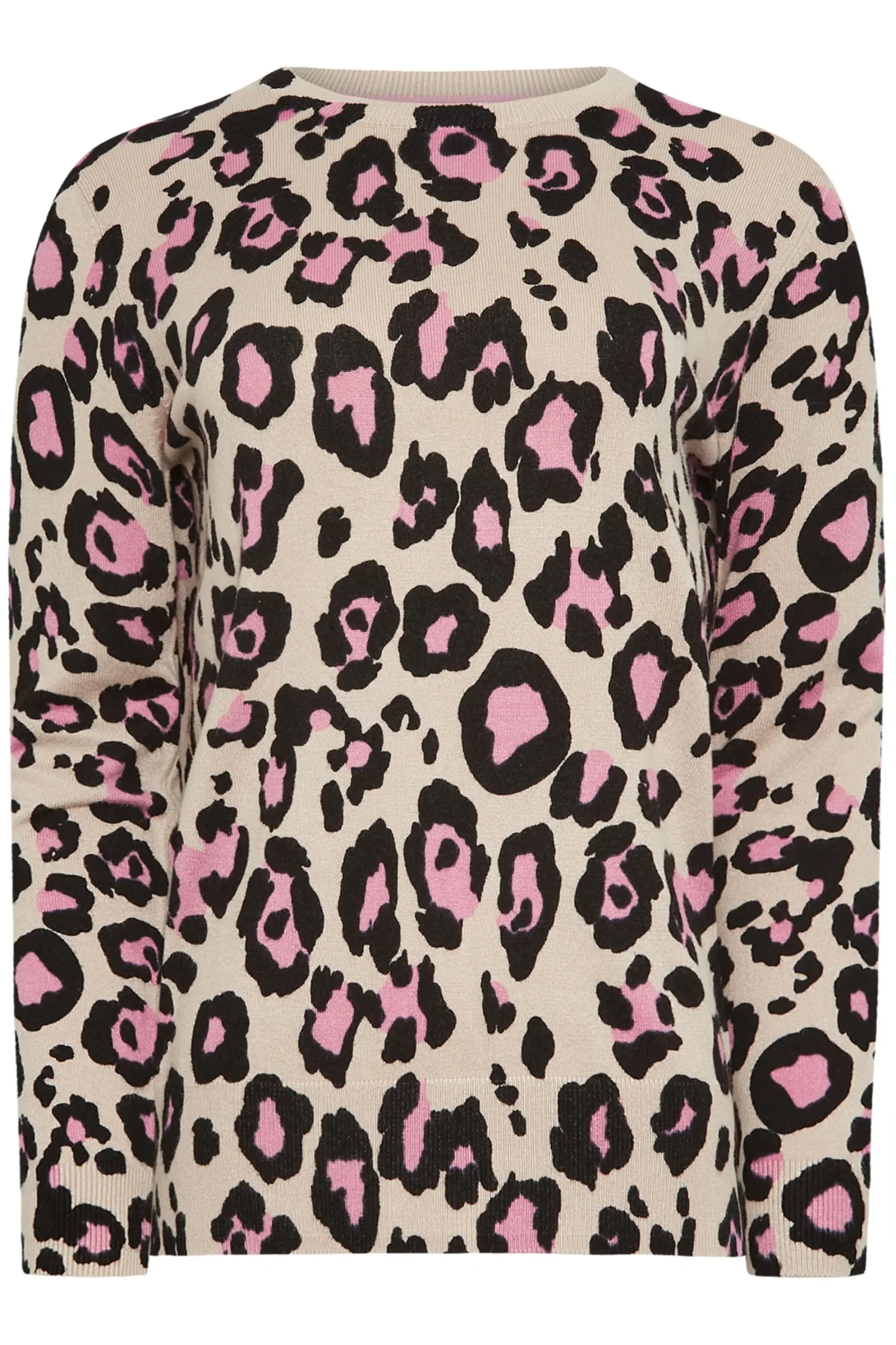 M&Co Womens Cream & Pink Animal Print Jumper>Women Long Sleeve Tops