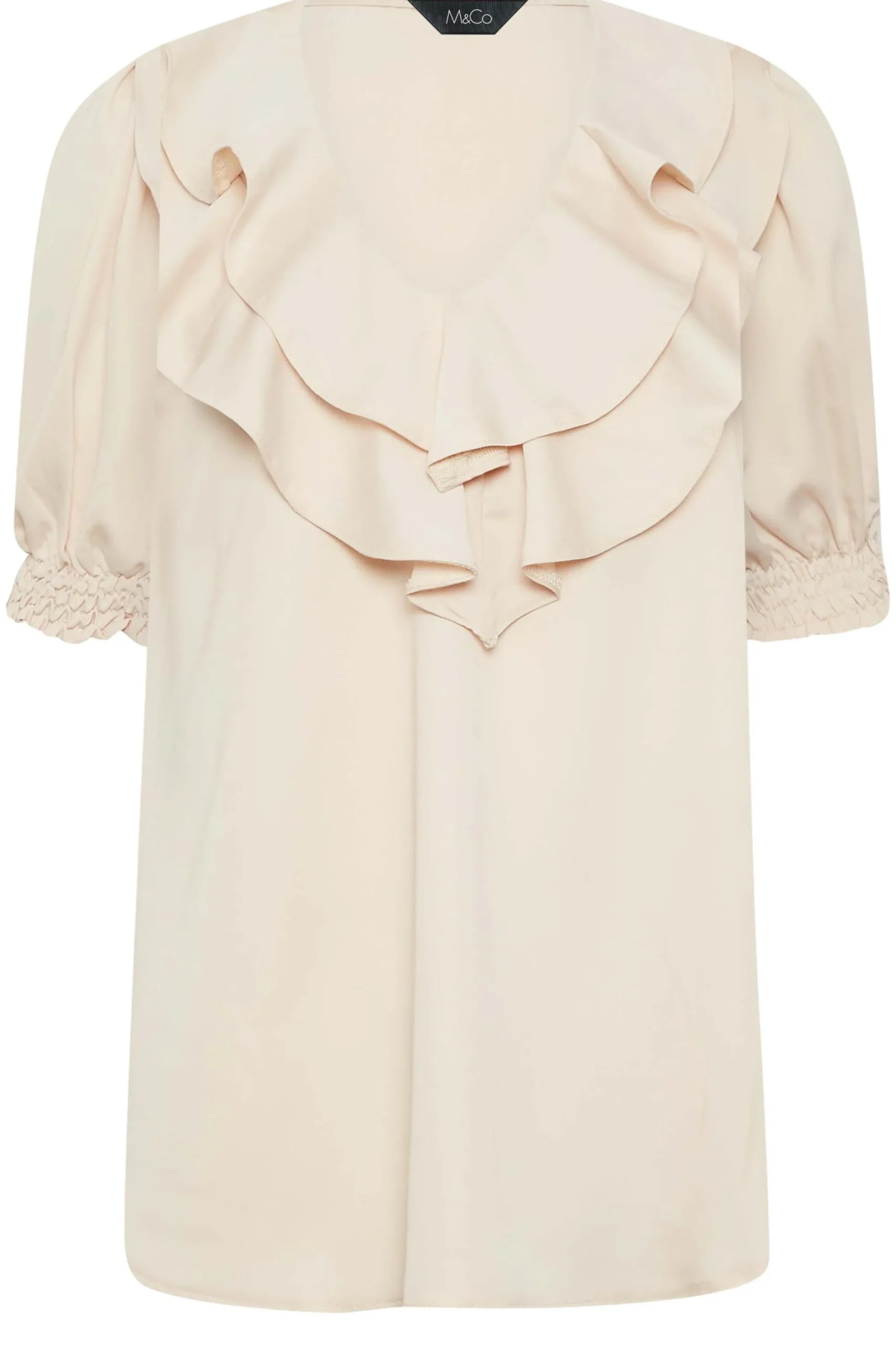 M&Co Womens Cream Frill Front Blouse>Women Short Sleeve Tops