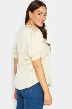M&Co Womens Cream Frill Satin Blouse><noscript><img width=