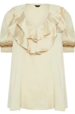 M&Co Womens Cream Frill Satin Blouse><noscript><img width=