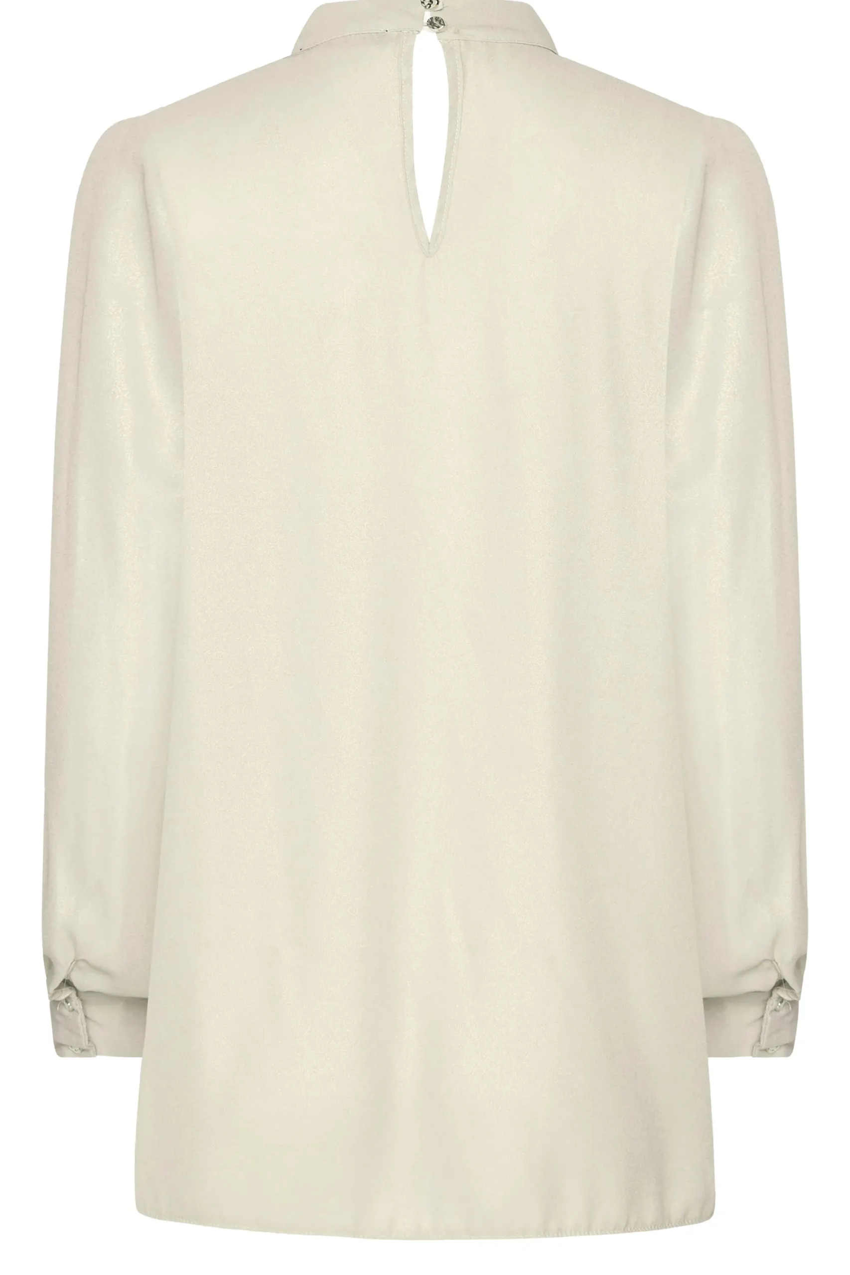 M&Co Womens Cream Keyhole Back High Neck Blouse>Women Long Sleeve Tops