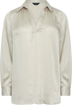 M&Co Womens Cream Satin V-Neck Blouse><noscript><img width=
