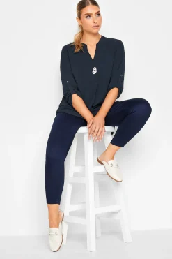 M&Co Womens Dark Blue Statement Button Blouse>Women Shirts