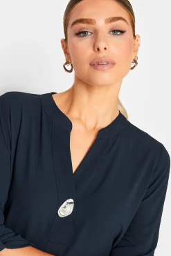 M&Co Womens Dark Blue Statement Button Blouse><noscript><img width=