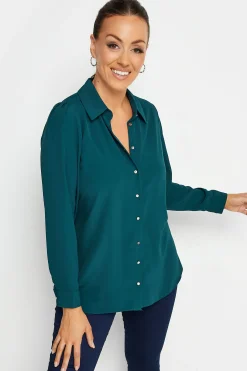 M&Co Womens Dark Blue Button Down Tunic Shirt>Women Shirts