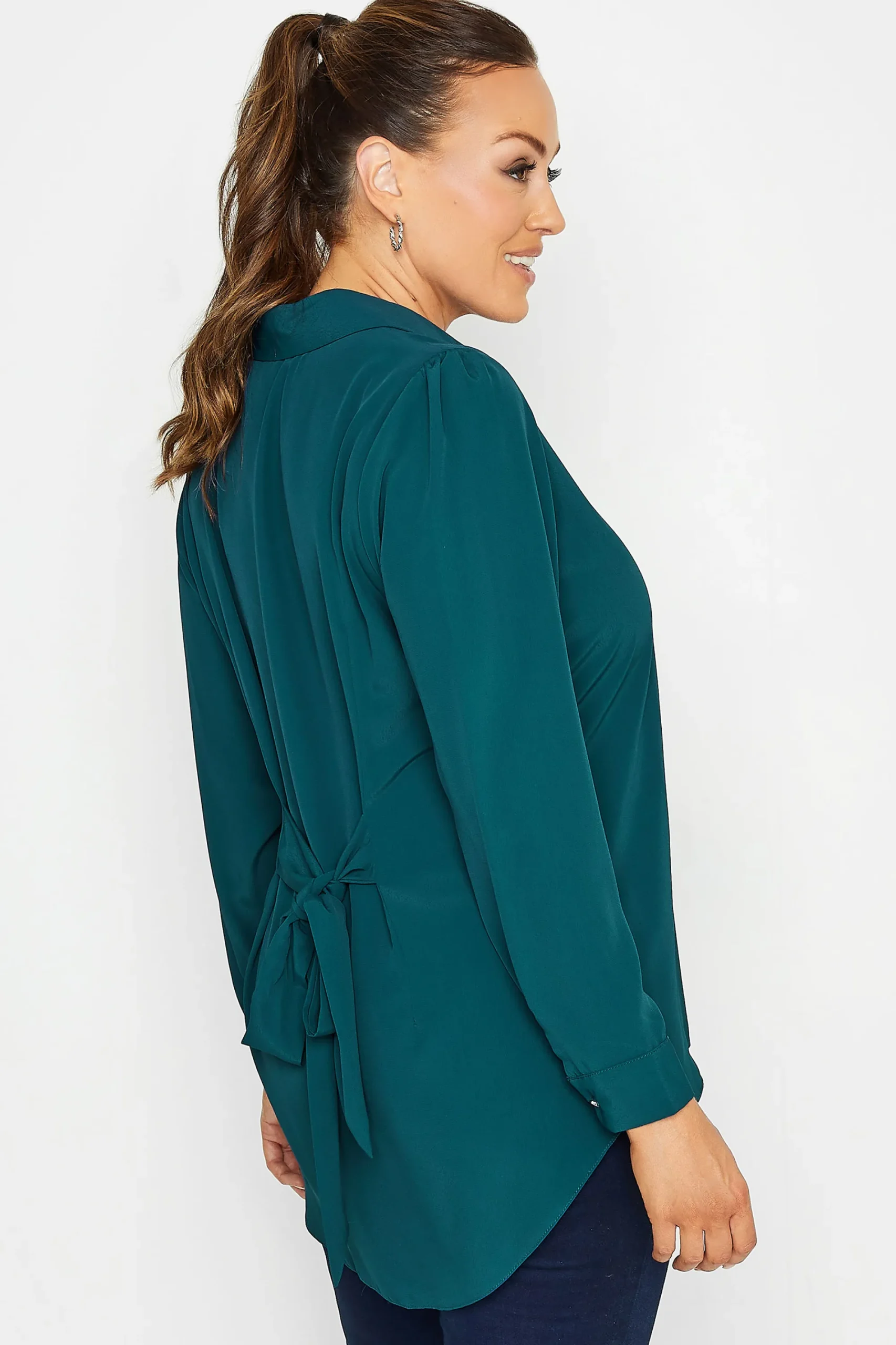 M&Co Womens Dark Blue Button Down Tunic Shirt>Women Shirts
