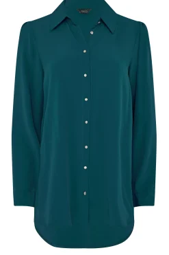 M&Co Womens Dark Blue Button Down Tunic Shirt><noscript><img width=