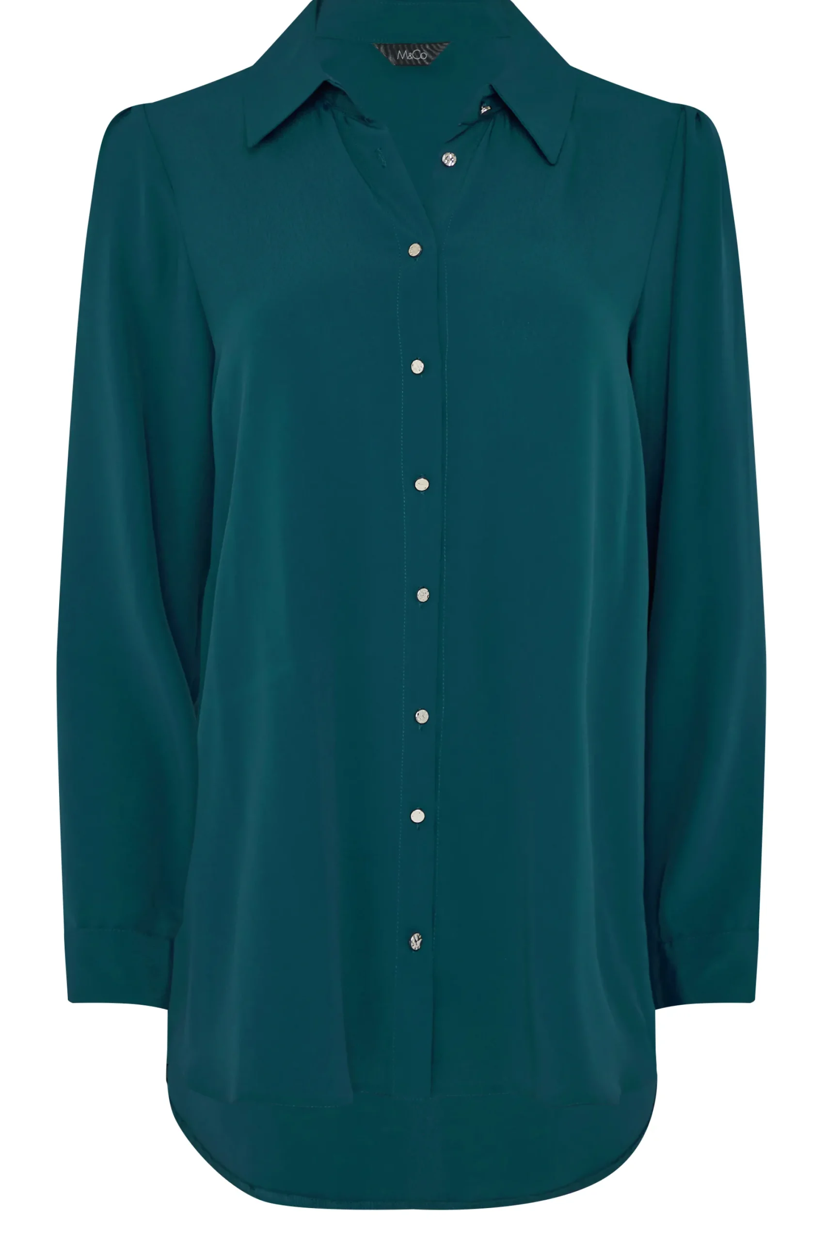 M&Co Womens Dark Blue Button Down Tunic Shirt>Women Shirts