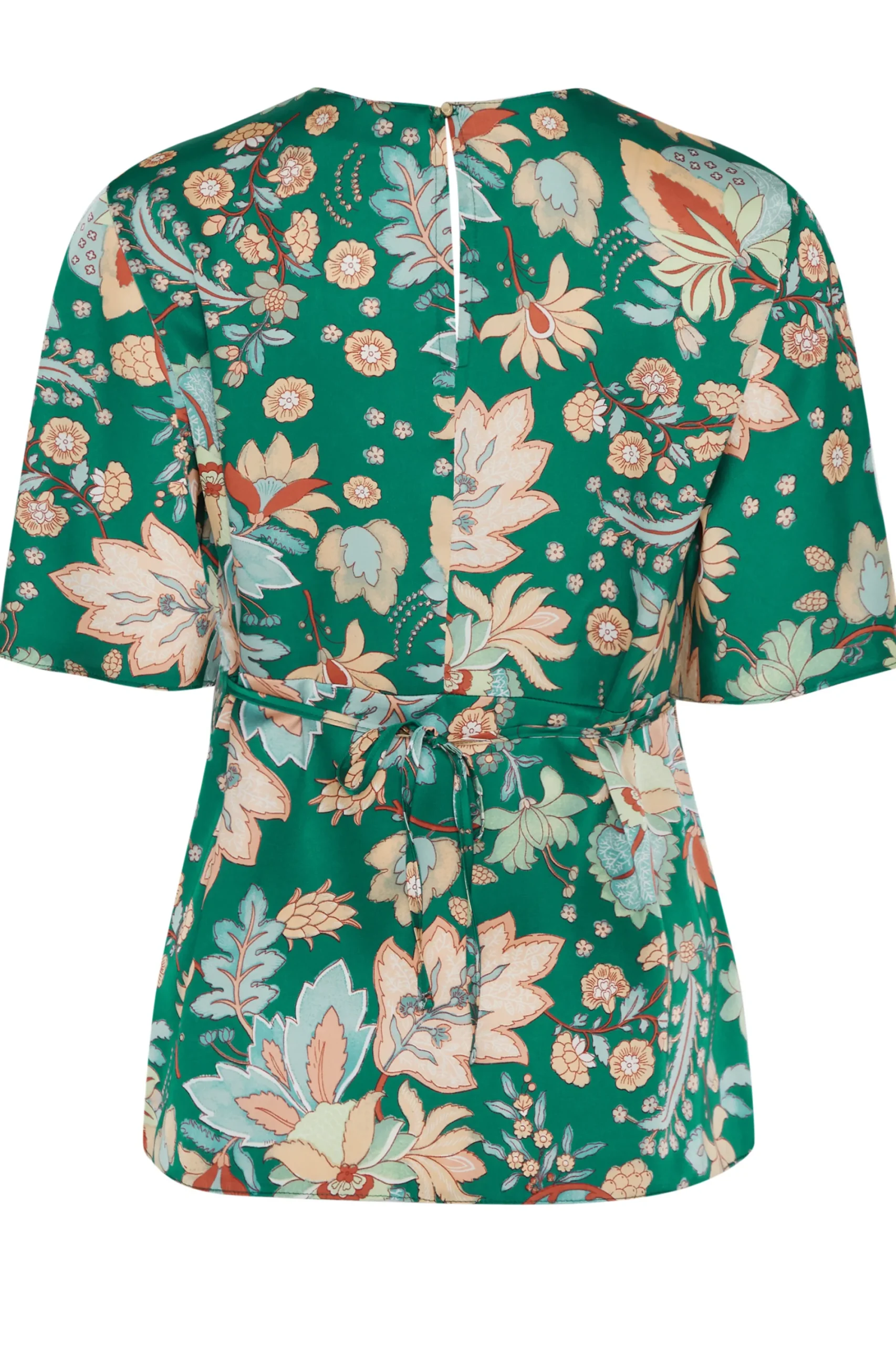 M&Co Womens Dark Green Floral Tie Back Blouse>Women Short Sleeve Tops