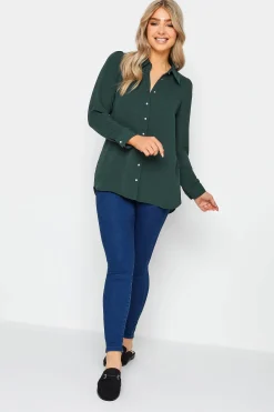 M&Co Womens Dark Green Tie Back Tunic Shirt>Women Shirts
