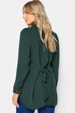 M&Co Womens Dark Green Tie Back Tunic Shirt><noscript><img width=