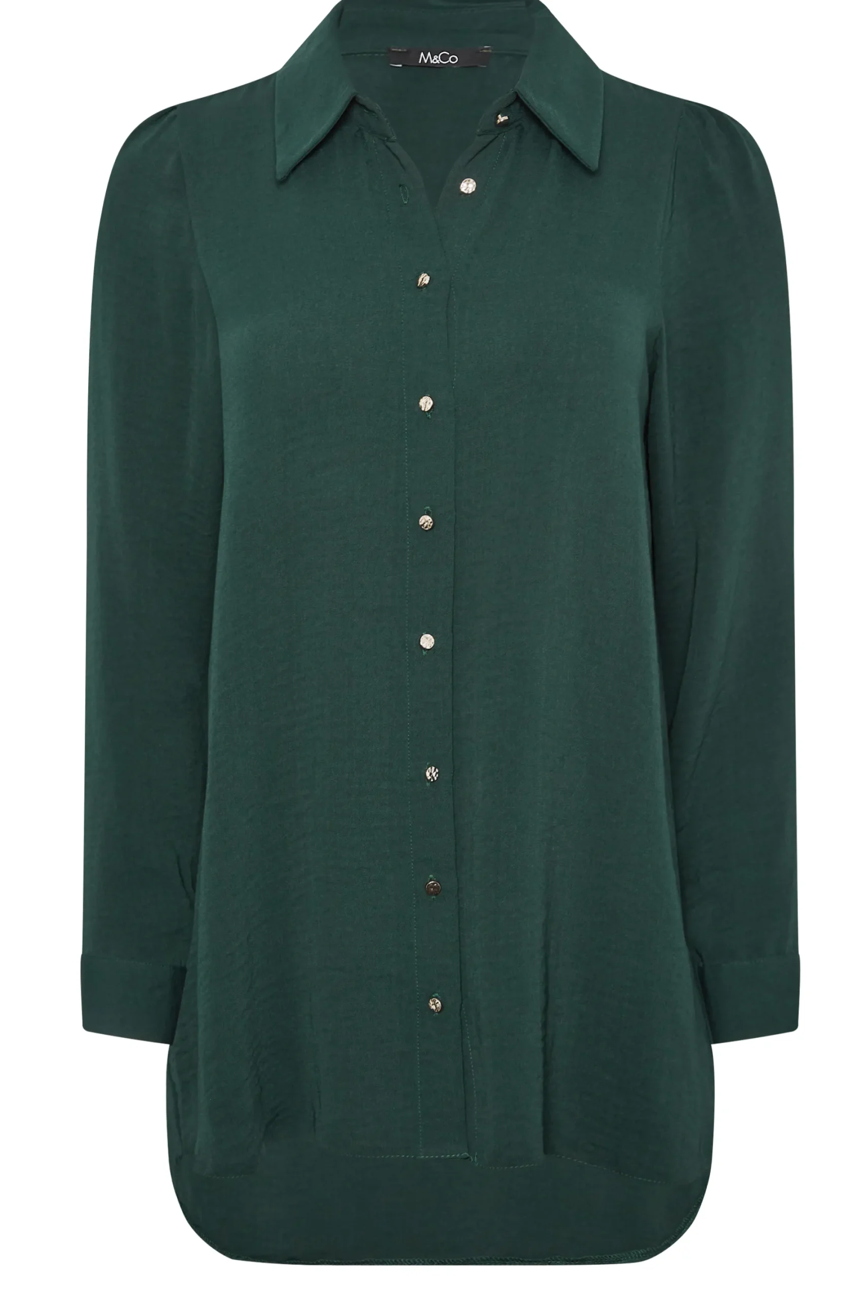 M&Co Womens Dark Green Tie Back Tunic Shirt>Women Shirts