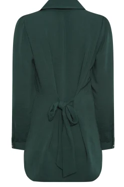 M&Co Womens Dark Green Tie Back Tunic Shirt><noscript><img width=