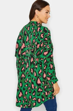 M&Co Womens Dark Green Leopard Print Blouse><noscript><img width=