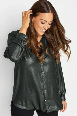 M&Co Womens Dark Grey Metallic Shirt>Women Shirts