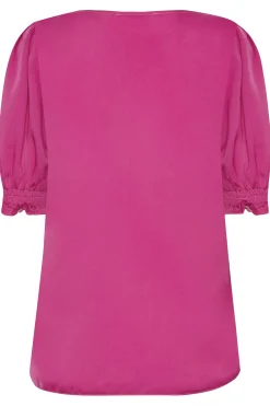 M&Co Womens Dark Pink Frill Front Blouse><noscript><img width=
