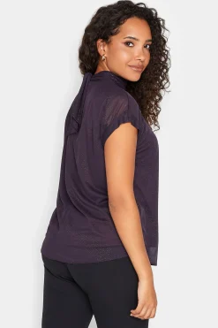 M&Co Womens Dark Purple Tie Neck Blouse><noscript><img width=