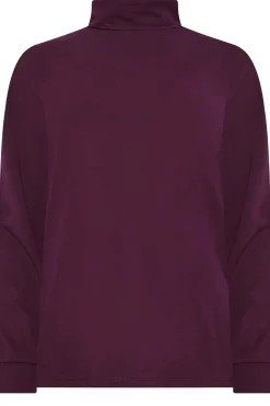 M&Co Womens Dark Purple Turtle Neck Long Sleeve Cotton Blend Top><noscript><img width=