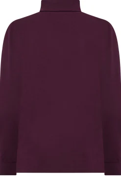 M&Co Womens Dark Purple Turtle Neck Long Sleeve Cotton Blend Top><noscript><img width=