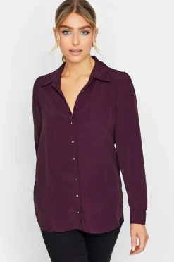 M&Co Womens Dark Purple Tie Back Tunic Shirt>Women Shirts