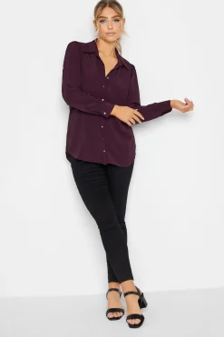 M&Co Womens Dark Purple Tie Back Tunic Shirt>Women Shirts