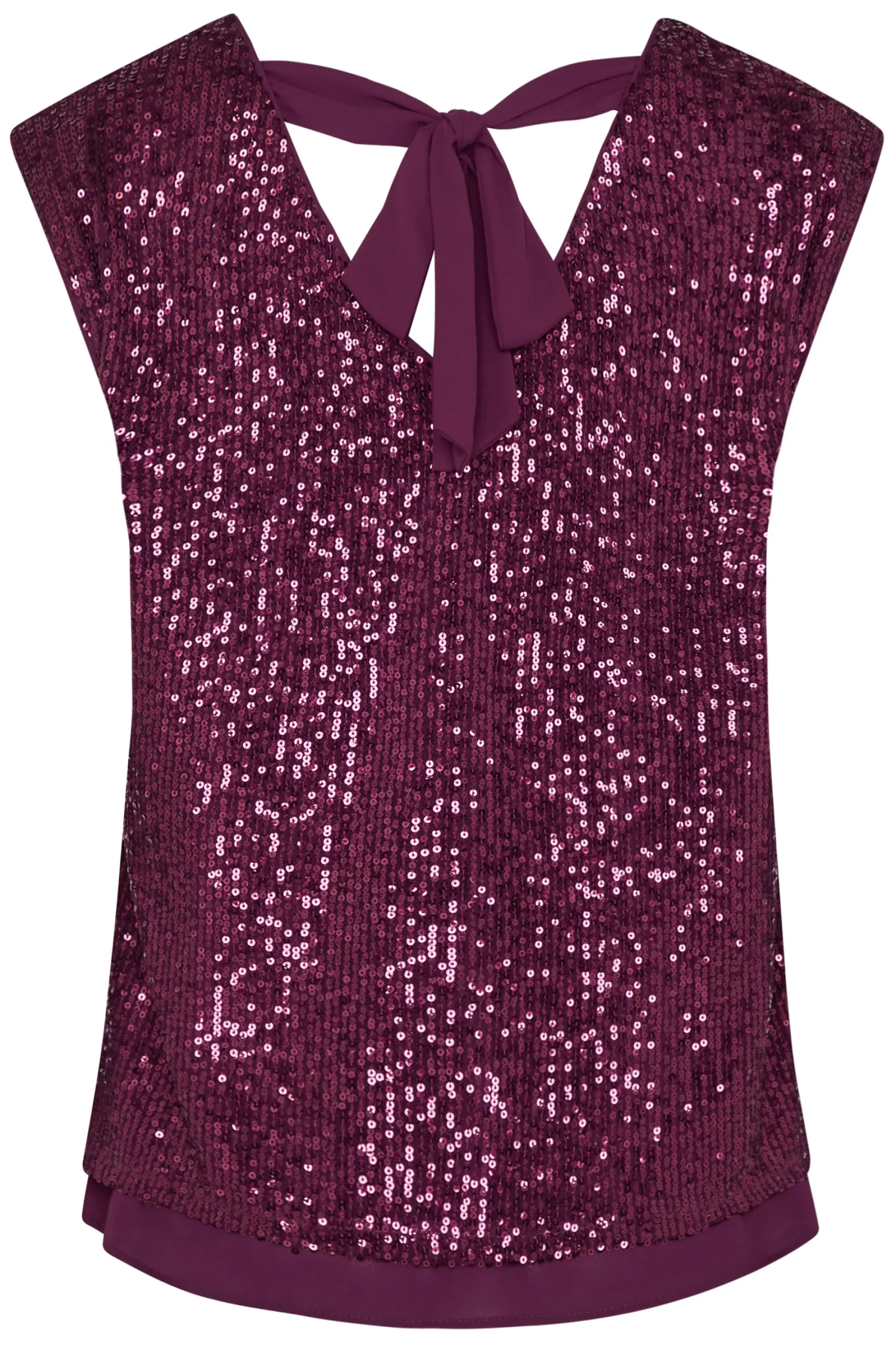 M&Co Womens Dark Purple Sequin Tie Back Top>Women Short Sleeve Tops