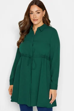 M&Co Womens Emerald Green Tie Waist Tunic Shirt>Women Shirts