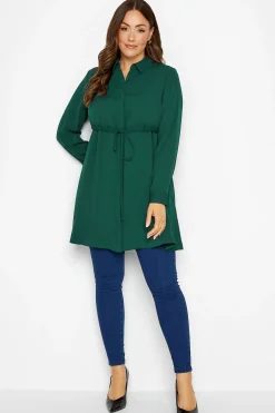 M&Co Womens Emerald Green Tie Waist Tunic Shirt>Women Shirts