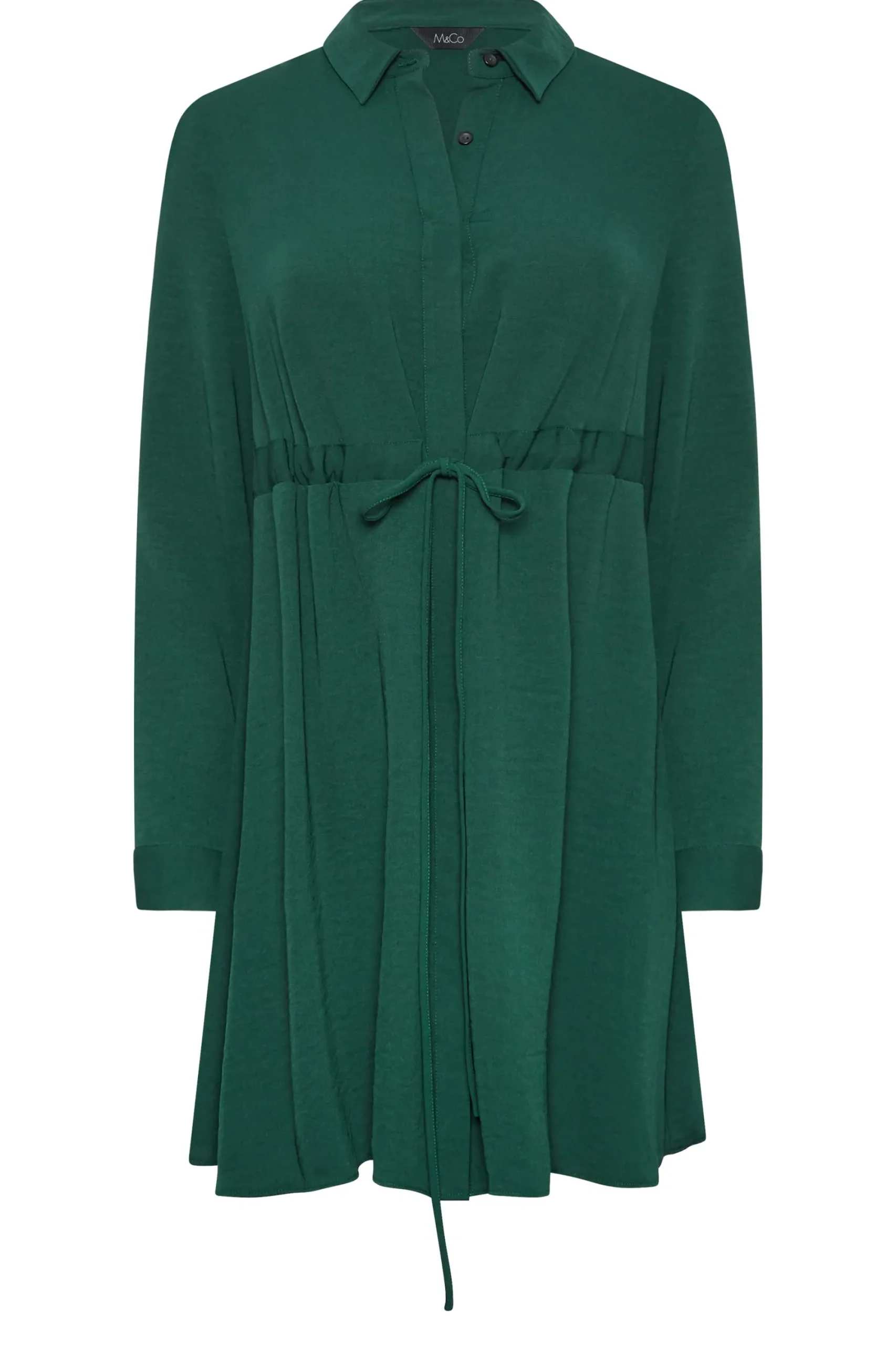M&Co Womens Emerald Green Tie Waist Tunic Shirt>Women Shirts